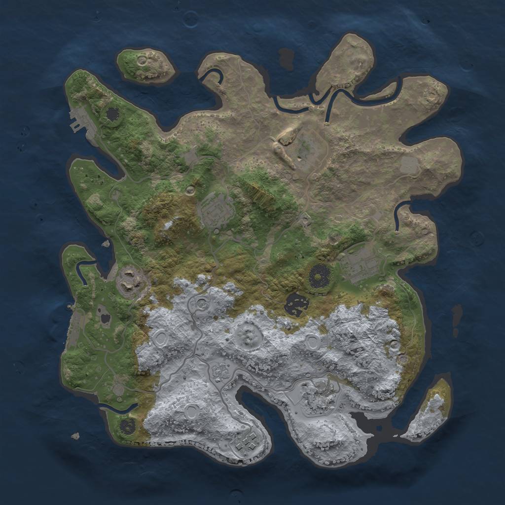 Rust Map: Procedural Map, Size: 3250, Seed: 2486, 16 Monuments