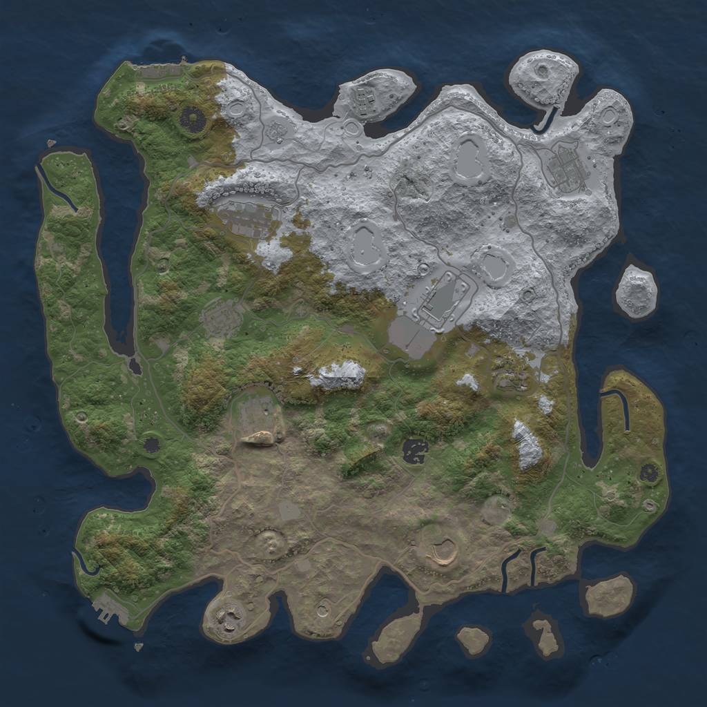 Rust Map: Procedural Map, Size: 4000, Seed: 542337, 19 Monuments
