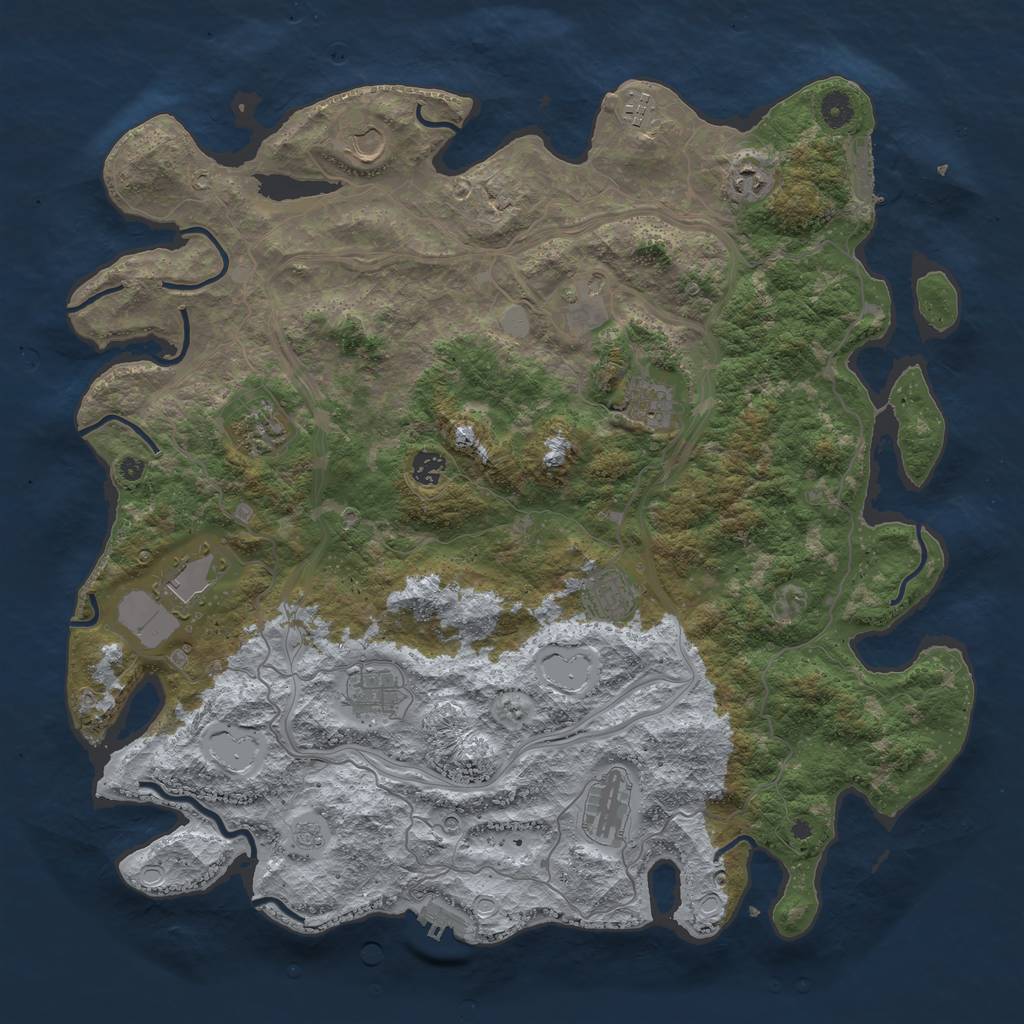 Rust Map: Procedural Map, Size: 4500, Seed: 1860308840, 20 Monuments