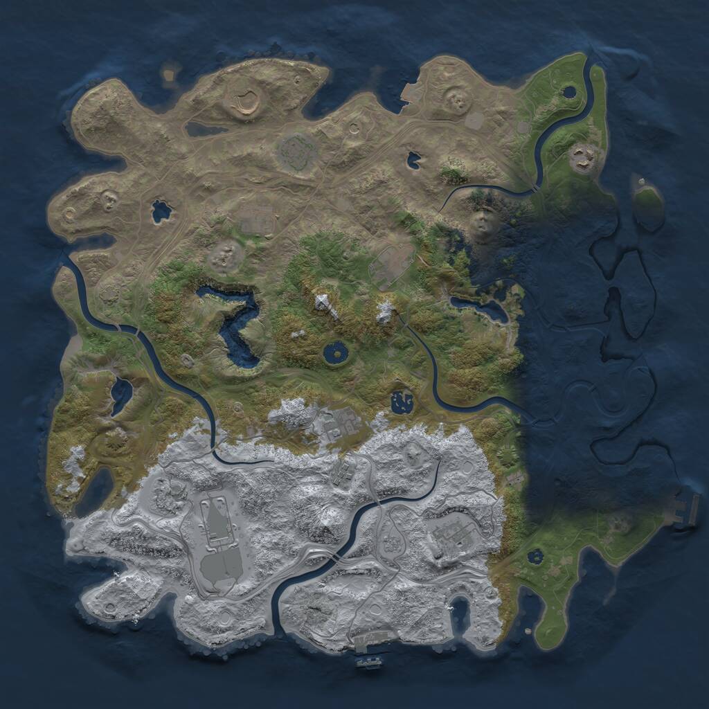 Rust Map: Procedural Map, Size: 4500, Seed: 1860308840, 17 Monuments