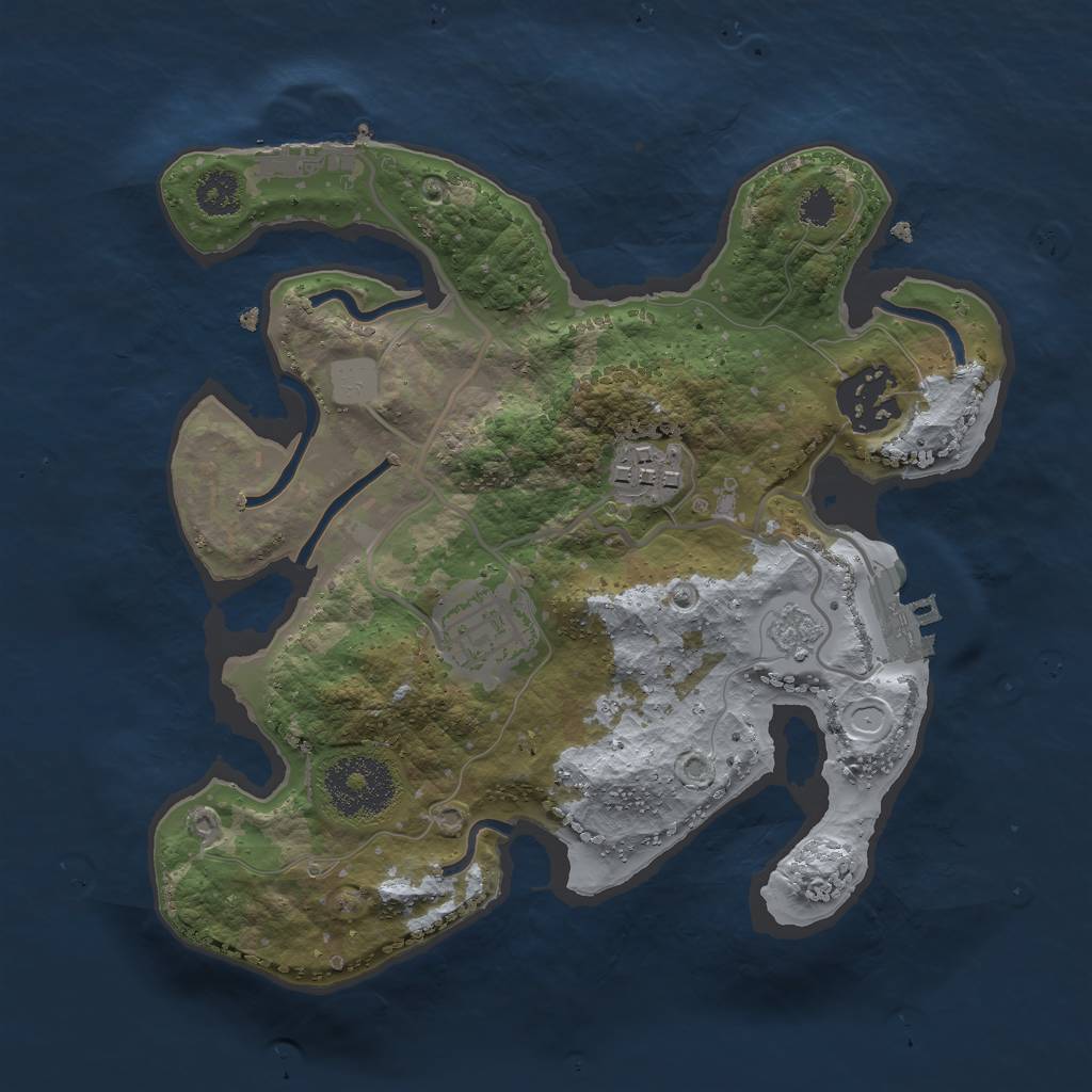 Rust Map: Procedural Map, Size: 2500, Seed: 2144142143, 11 Monuments
