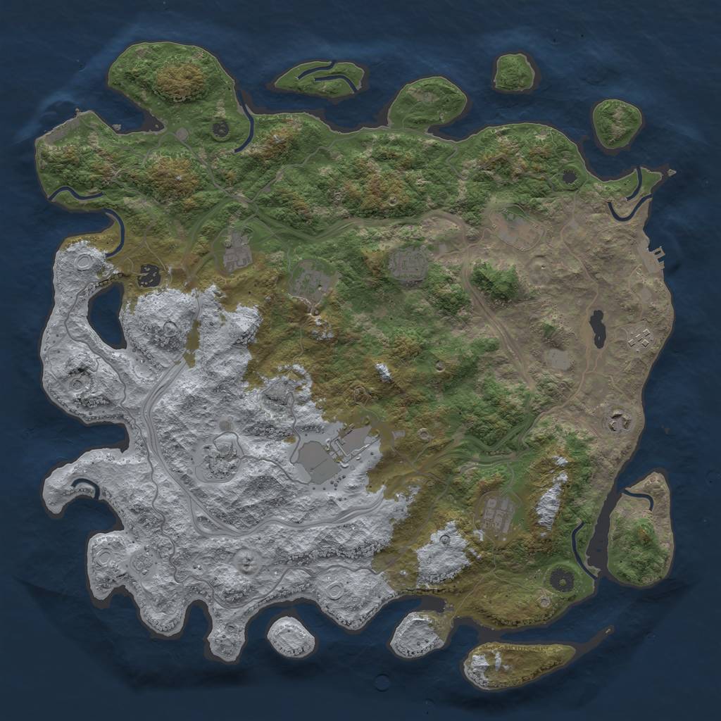 Rust Map: Procedural Map, Size: 4500, Seed: 1513949614, 17 Monuments