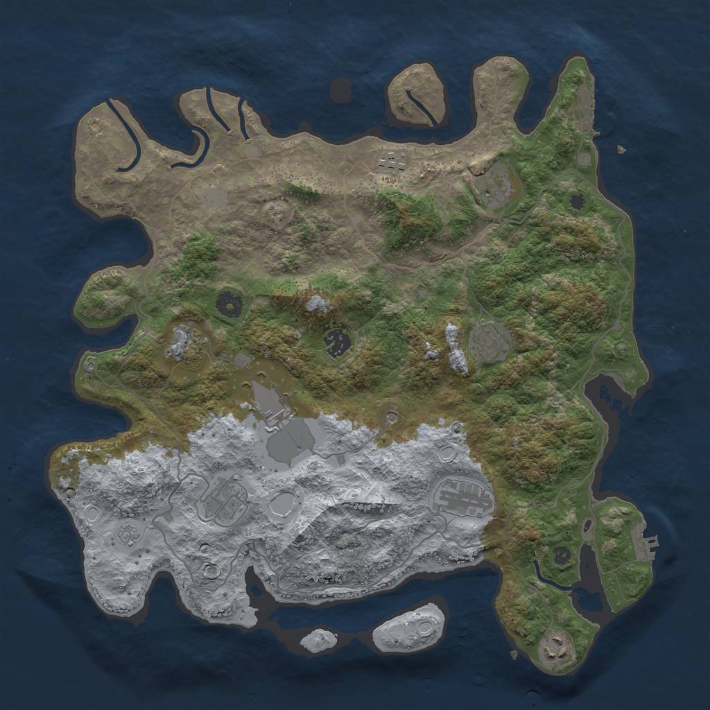 Rust Map: Procedural Map, Size: 4000, Seed: 1310747629, 18 Monuments