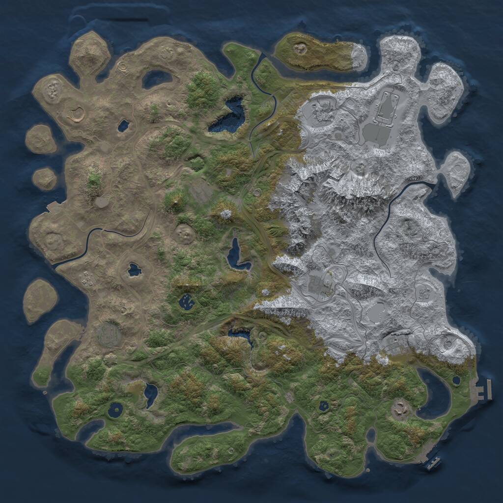 Rust Map: Procedural Map, Size: 5000, Seed: 974331917, 16 Monuments