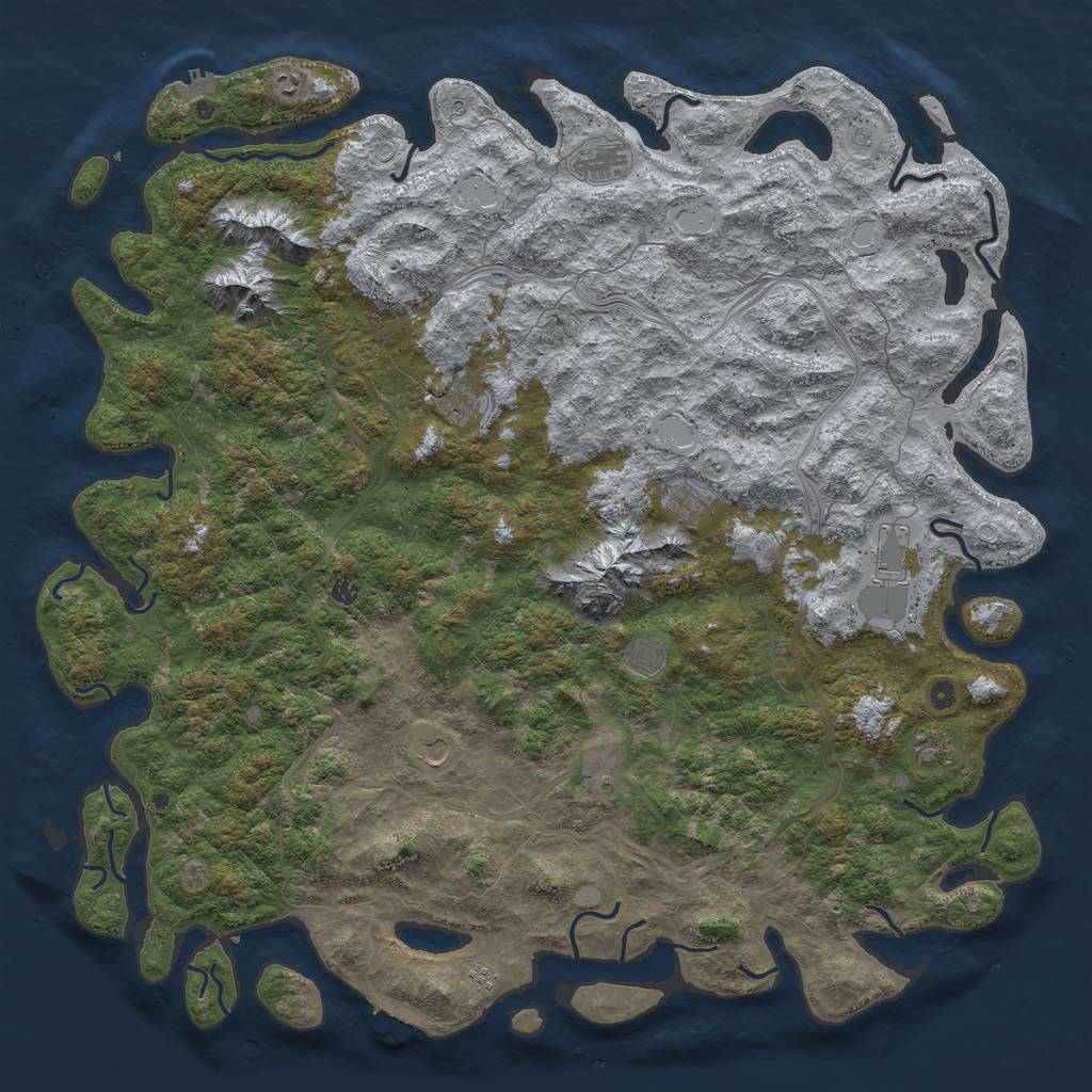 Rust Map: Procedural Map, Size: 6000, Seed: 1164958943, 20 Monuments