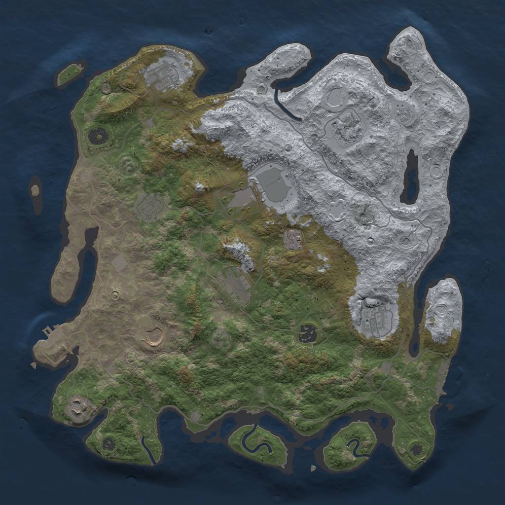 Rust Map: Procedural Map, Size: 4000, Seed: 1310747630, 19 Monuments