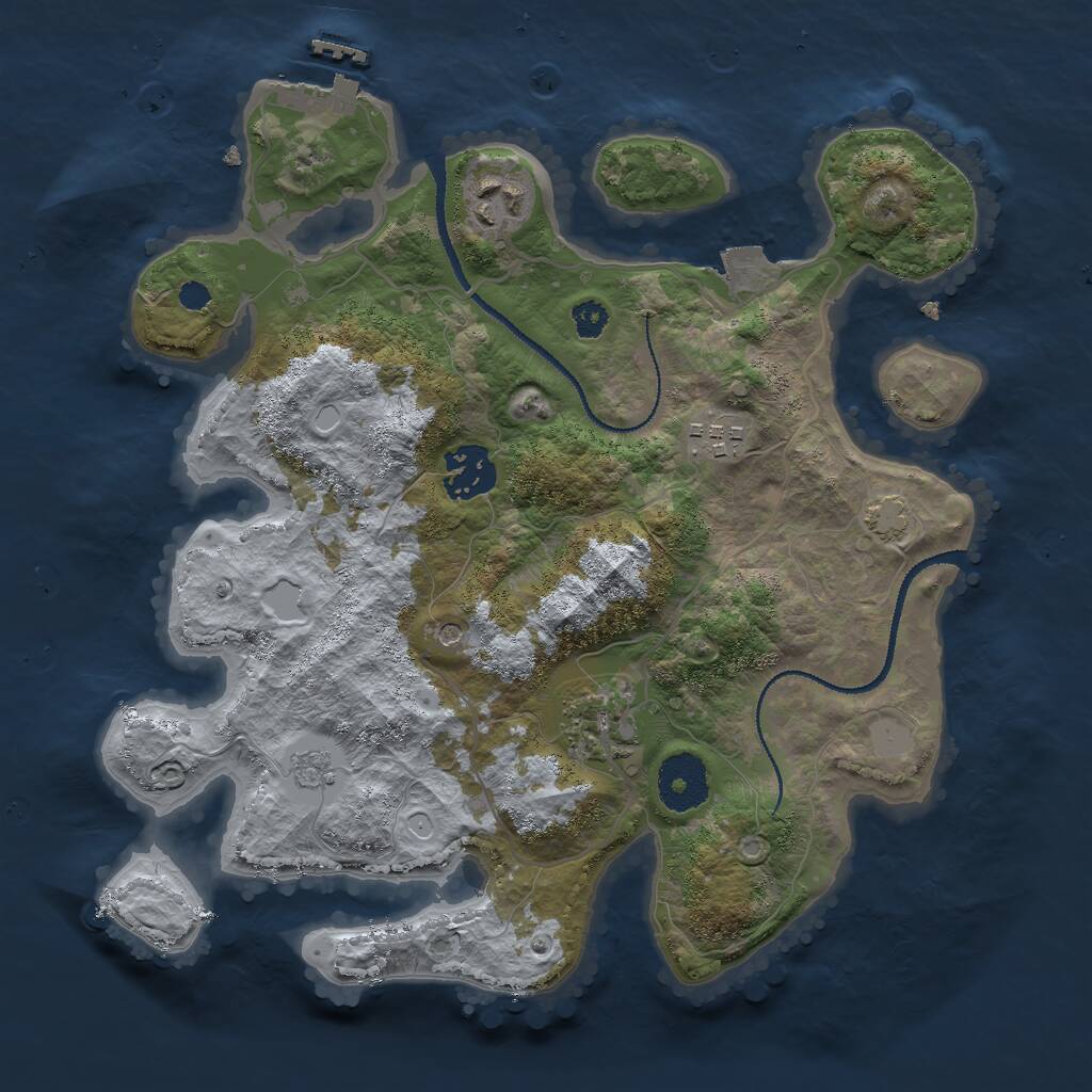 Rust Map: Procedural Map, Size: 3000, Seed: 75449, 9 Monuments