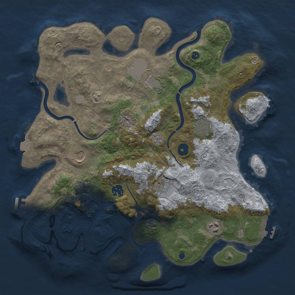 Rust Map: Procedural Map, Size: 3750, Seed: 188572354, 13 Monuments