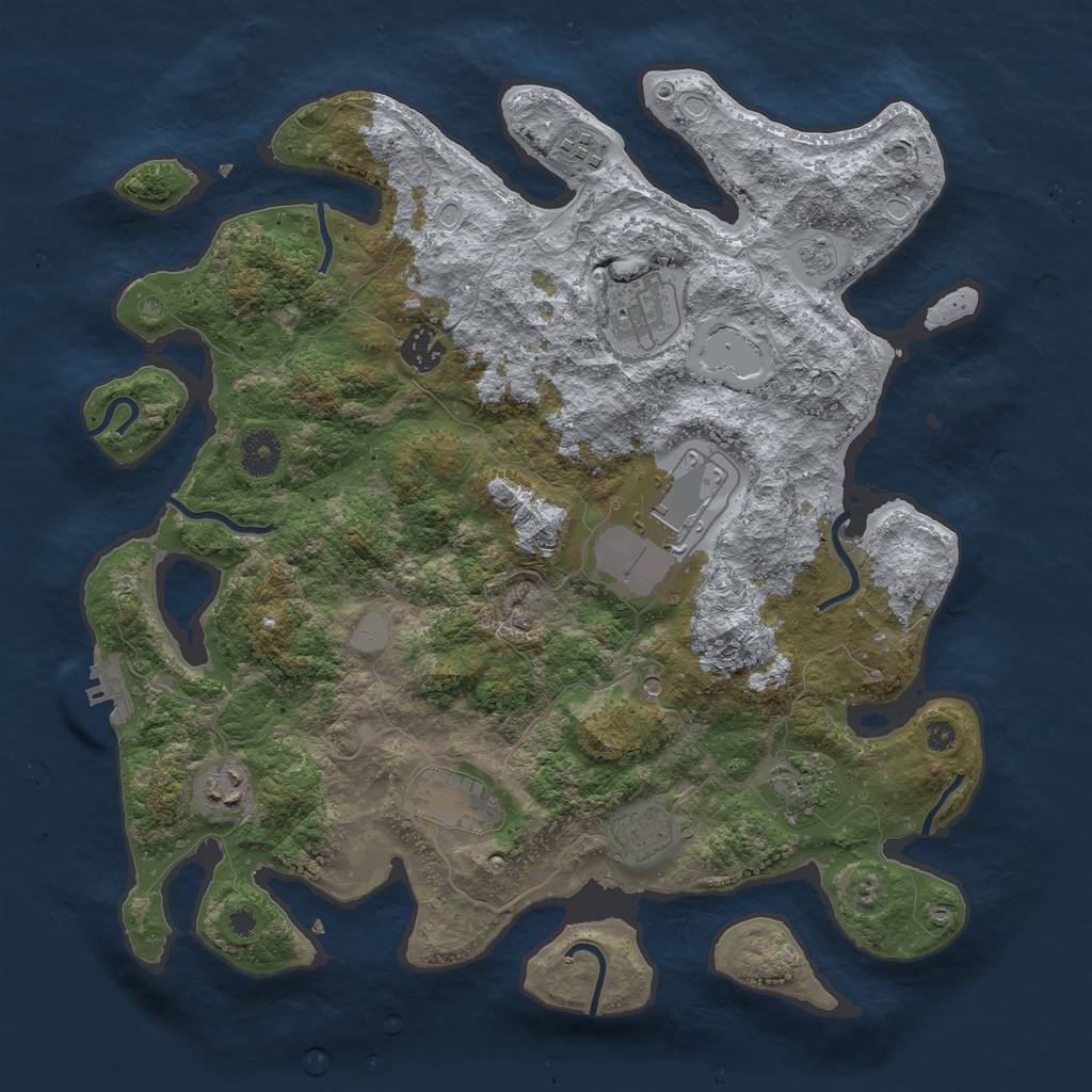 Rust Map: Procedural Map, Size: 3750, Seed: 304045523, 14 Monuments