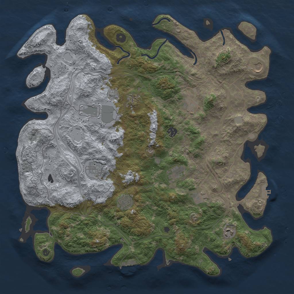 Rust Map: Procedural Map, Size: 4500, Seed: 666119148, 20 Monuments