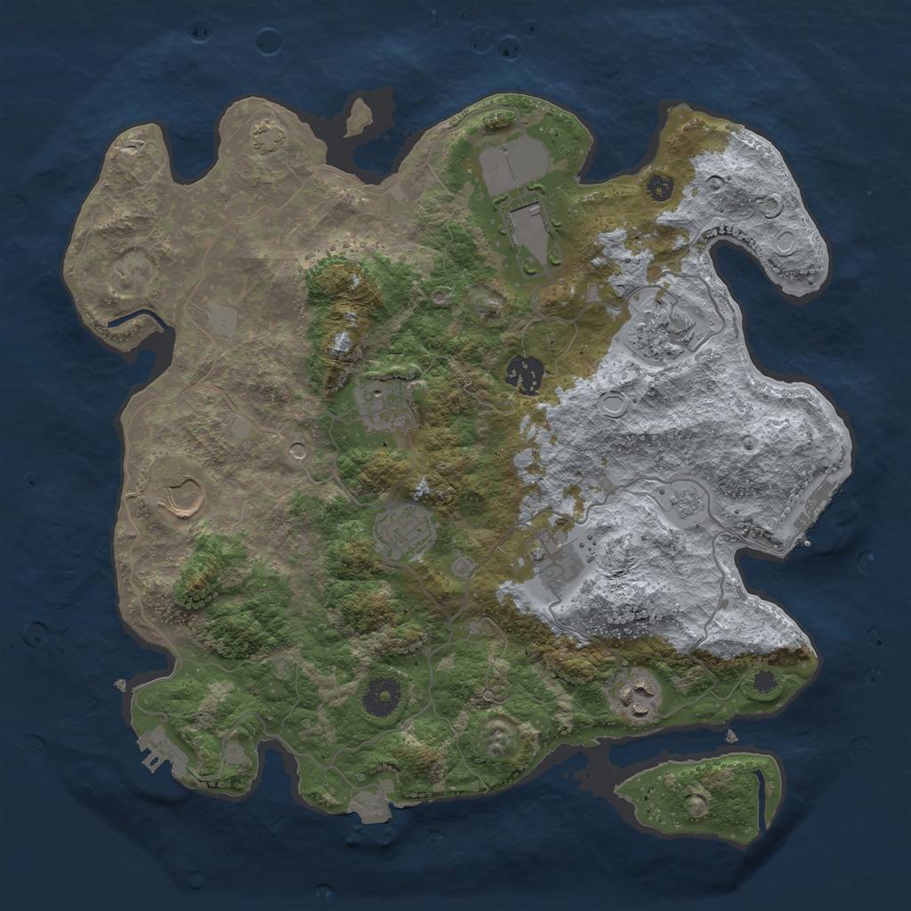 Rust Map: Procedural Map, Size: 3500, Seed: 1985395034, 16 Monuments