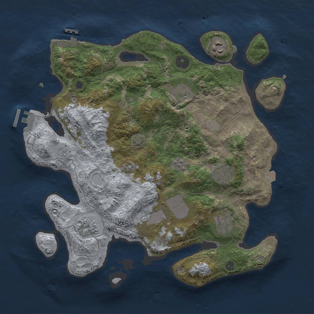 Rust Map: Procedural Map, Size: 3500, Seed: 193463319, 13 Monuments
