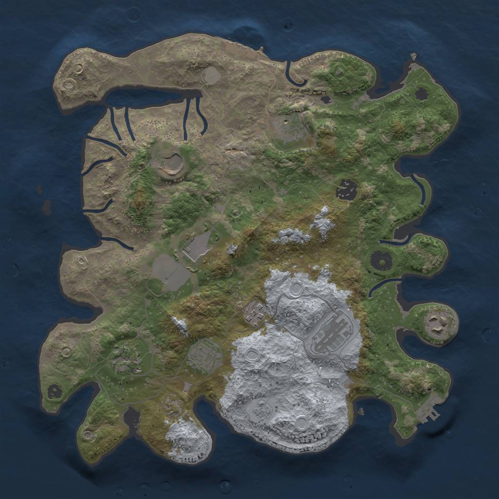 Rust Map: Procedural Map, Size: 3500, Seed: 268733370, 15 Monuments