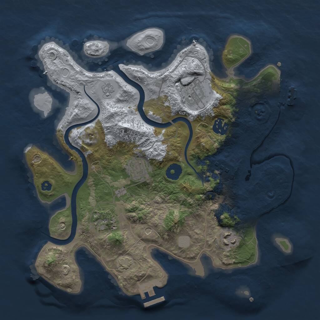 Rust Map: Procedural Map, Size: 3000, Seed: 18439, 12 Monuments