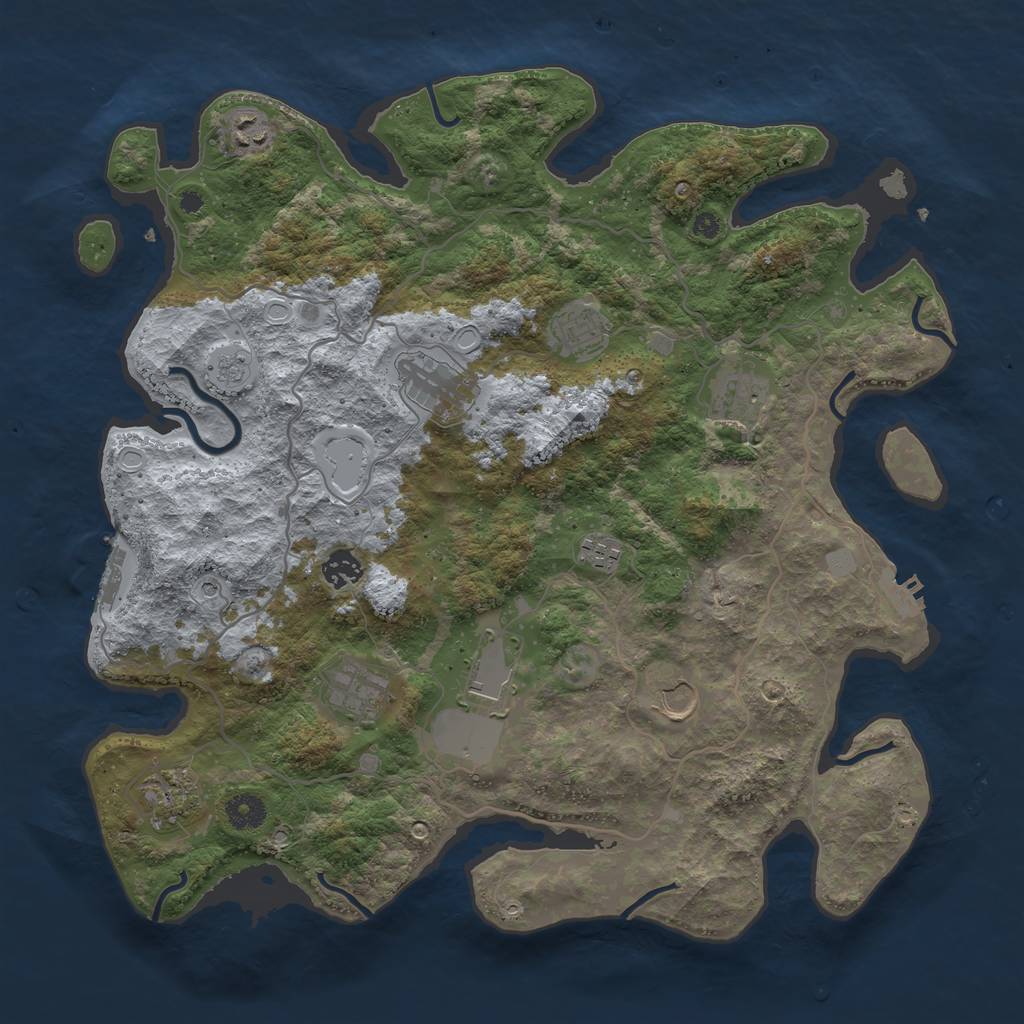 Rust Map: Procedural Map, Size: 4000, Seed: 12377655, 19 Monuments