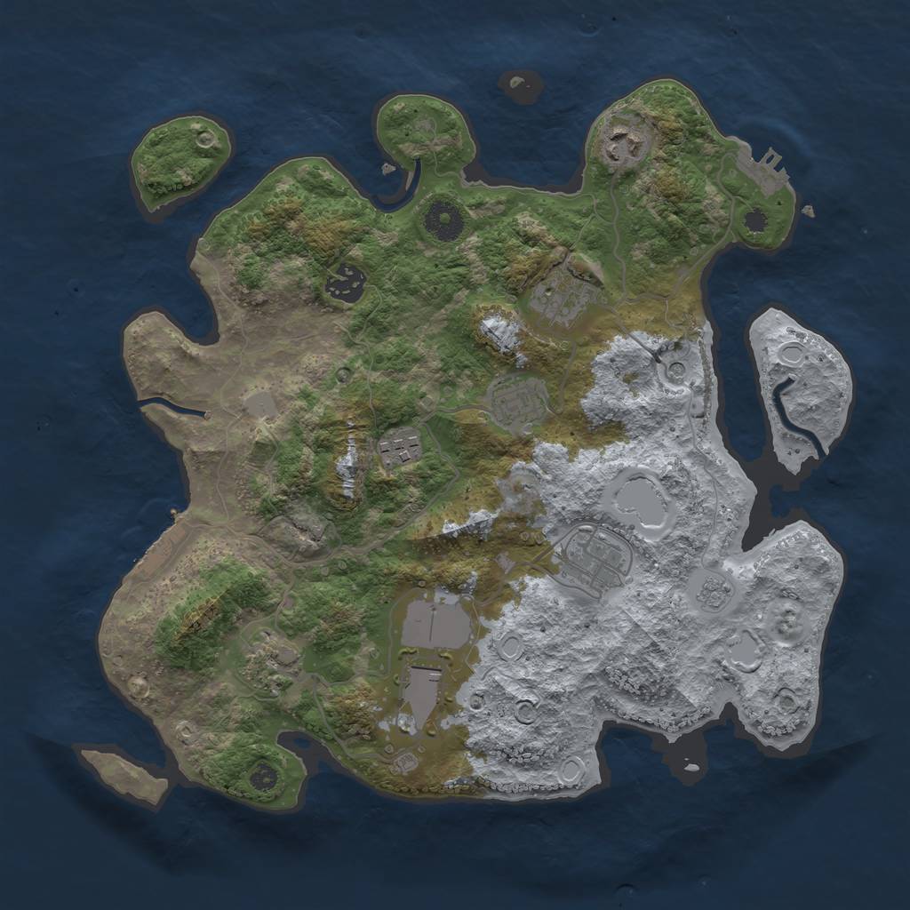 Rust Map: Procedural Map, Size: 3500, Seed: 1320333808, 17 Monuments