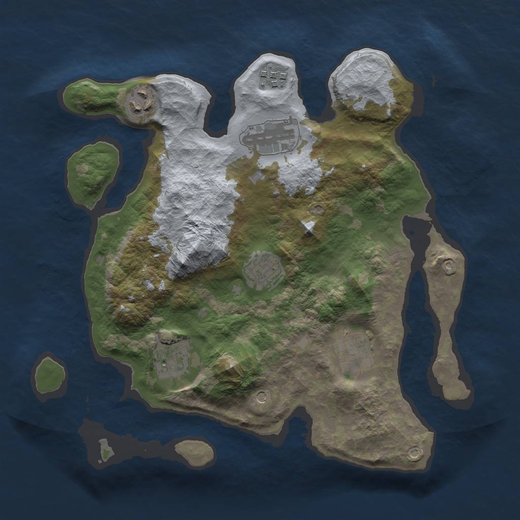 Rust Map: Barren, Size: 3000, Seed: 140629, 9 Monuments