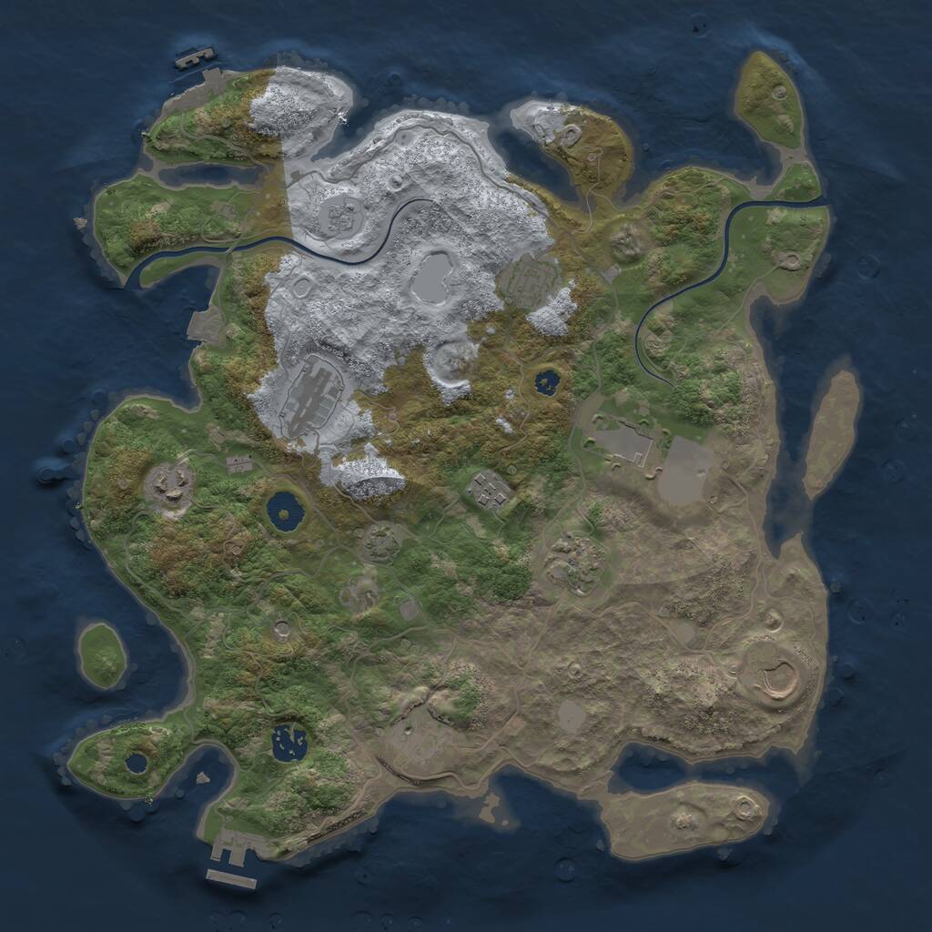Rust Map: Procedural Map, Size: 3750, Seed: 380577559, 15 Monuments