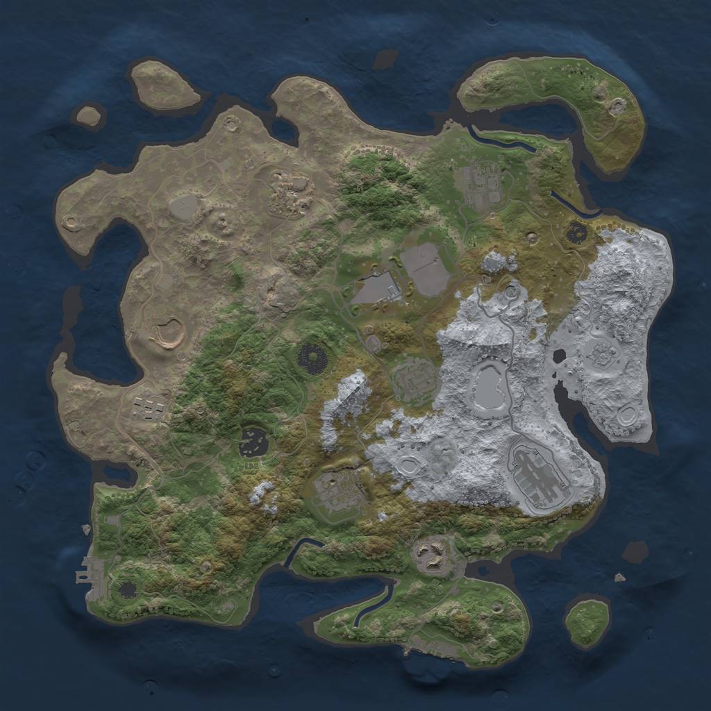 Rust Map: Procedural Map, Size: 3500, Seed: 472282974, 19 Monuments