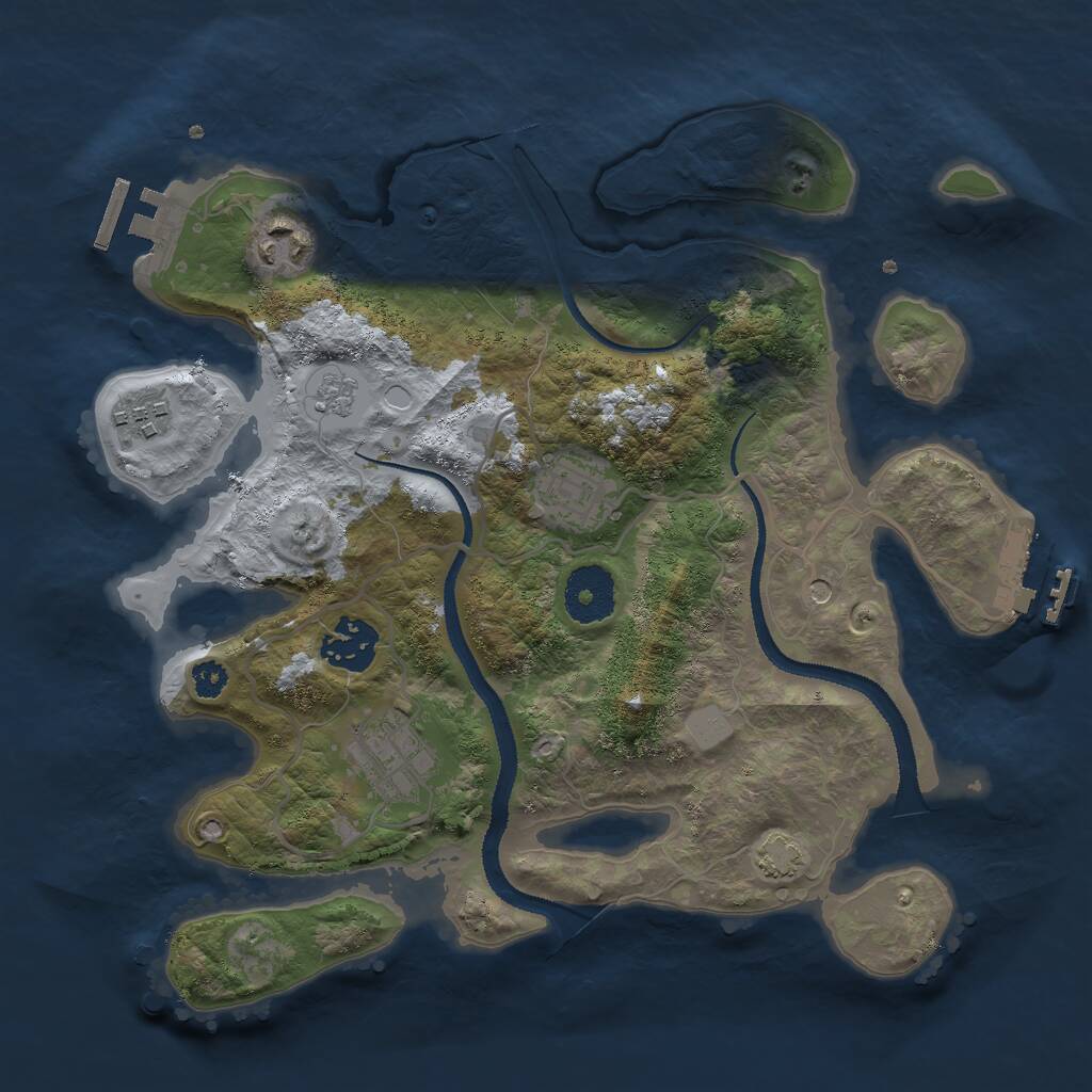 Rust Map: Procedural Map, Size: 3000, Seed: 2137350877, 11 Monuments