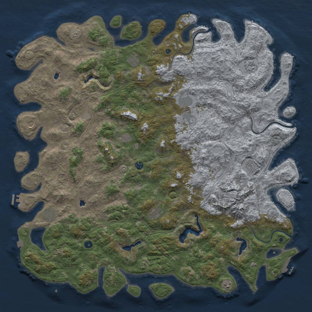 Rust Map: Procedural Map, Size: 6000, Seed: 958093234, 17 Monuments