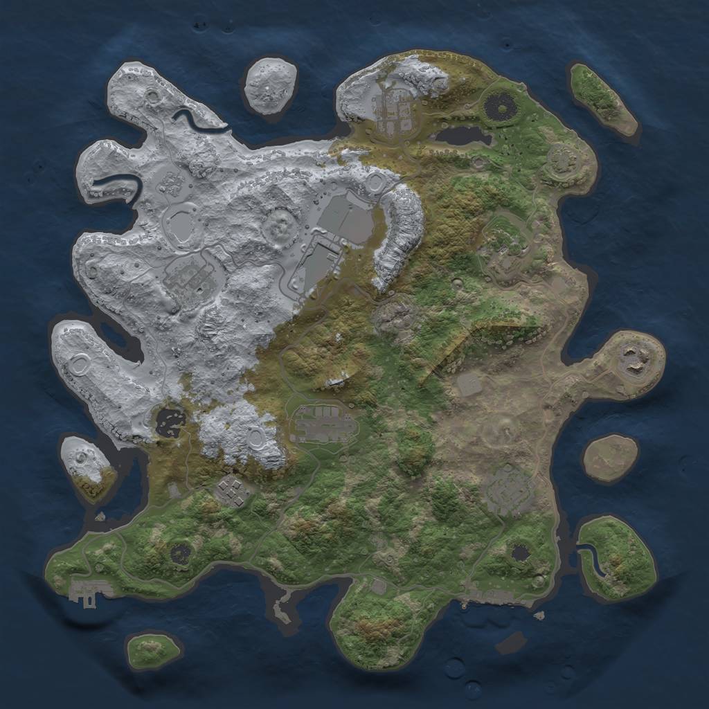Rust Map: Procedural Map, Size: 3500, Seed: 445136546, 16 Monuments