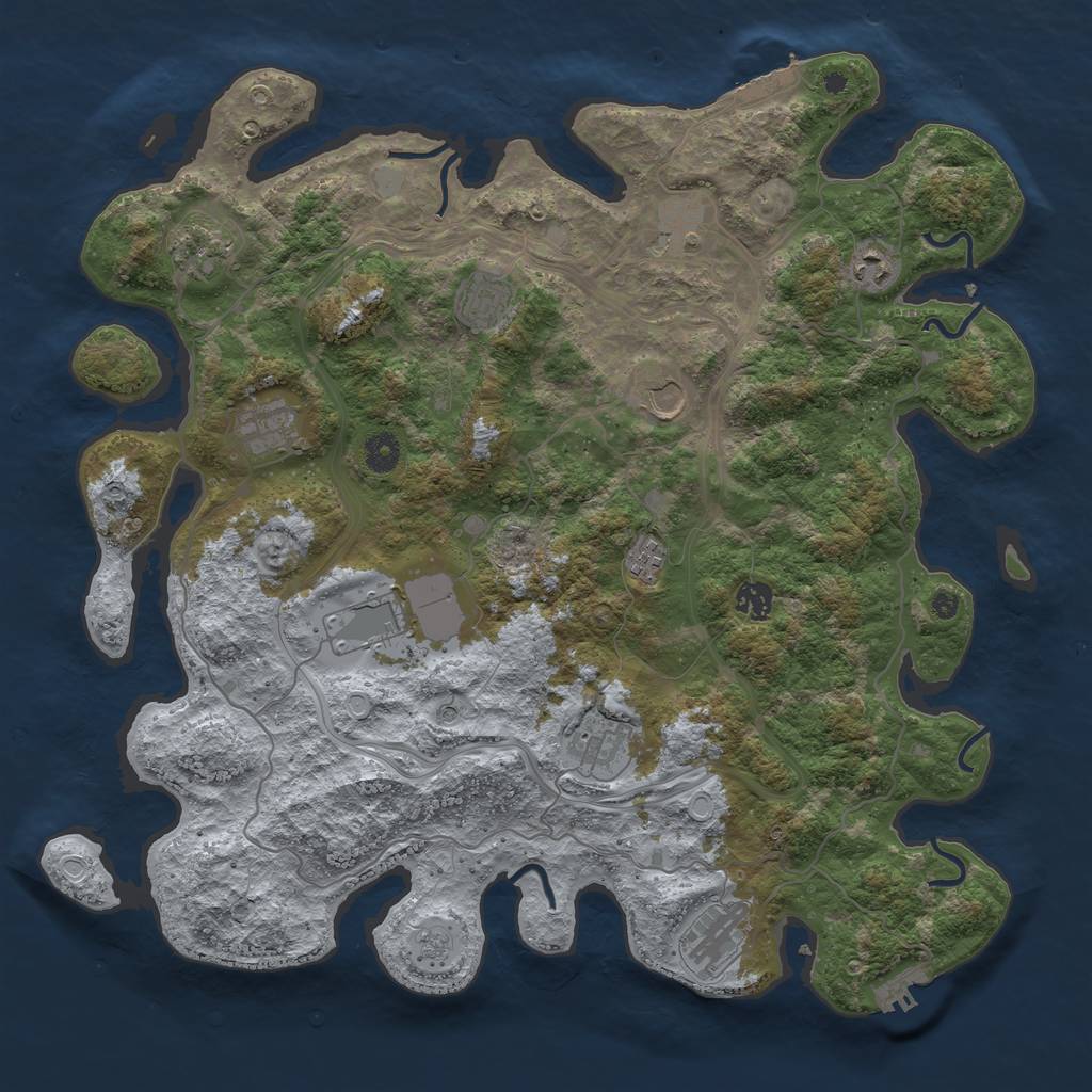 Rust Map: Procedural Map, Size: 4250, Seed: 457931133, 20 Monuments