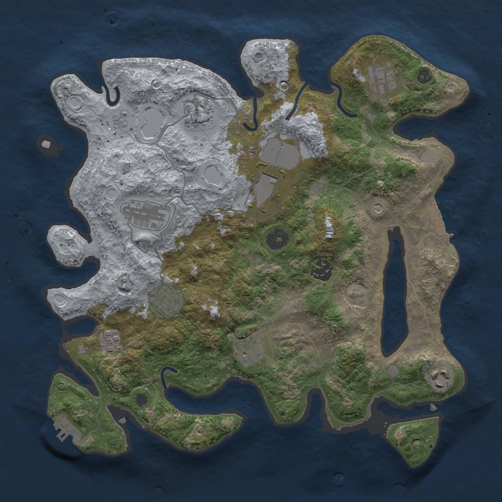 Rust Map: Procedural Map, Size: 3500, Seed: 11323569, 18 Monuments
