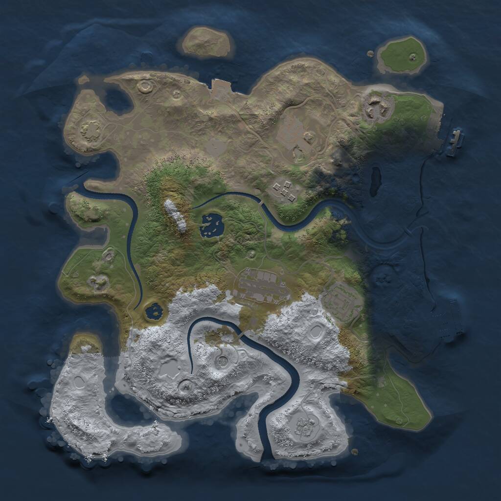 Rust Map: Procedural Map, Size: 3000, Seed: 741969551, 12 Monuments