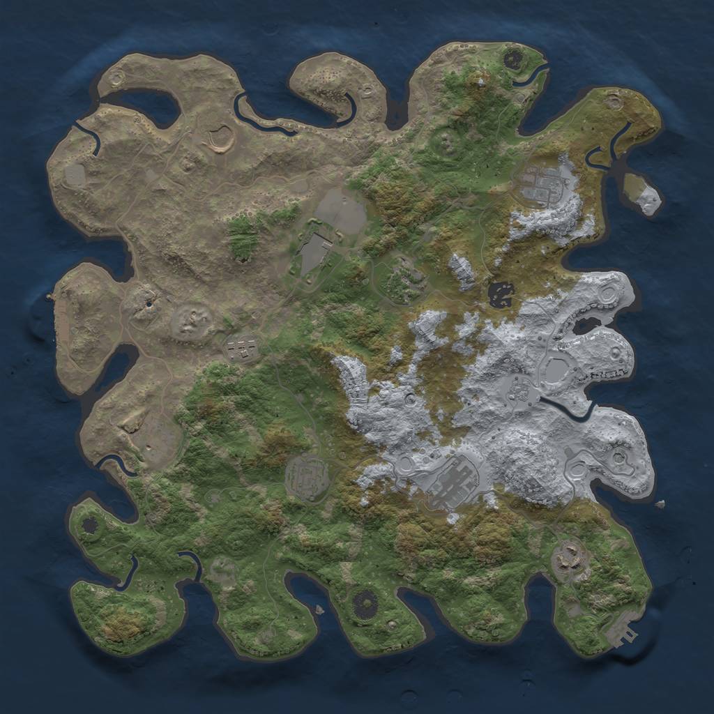 Rust Map: Procedural Map, Size: 3850, Seed: 580061298, 19 Monuments