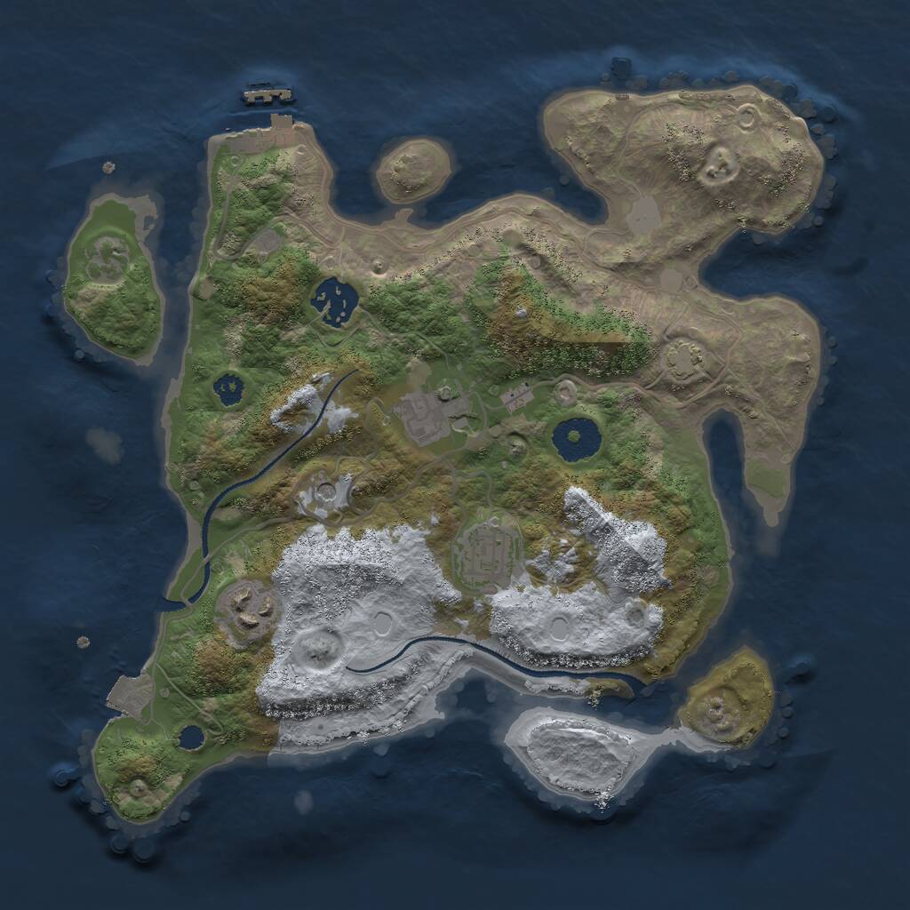 Rust Map: Procedural Map, Size: 3000, Seed: 842888376, 8 Monuments