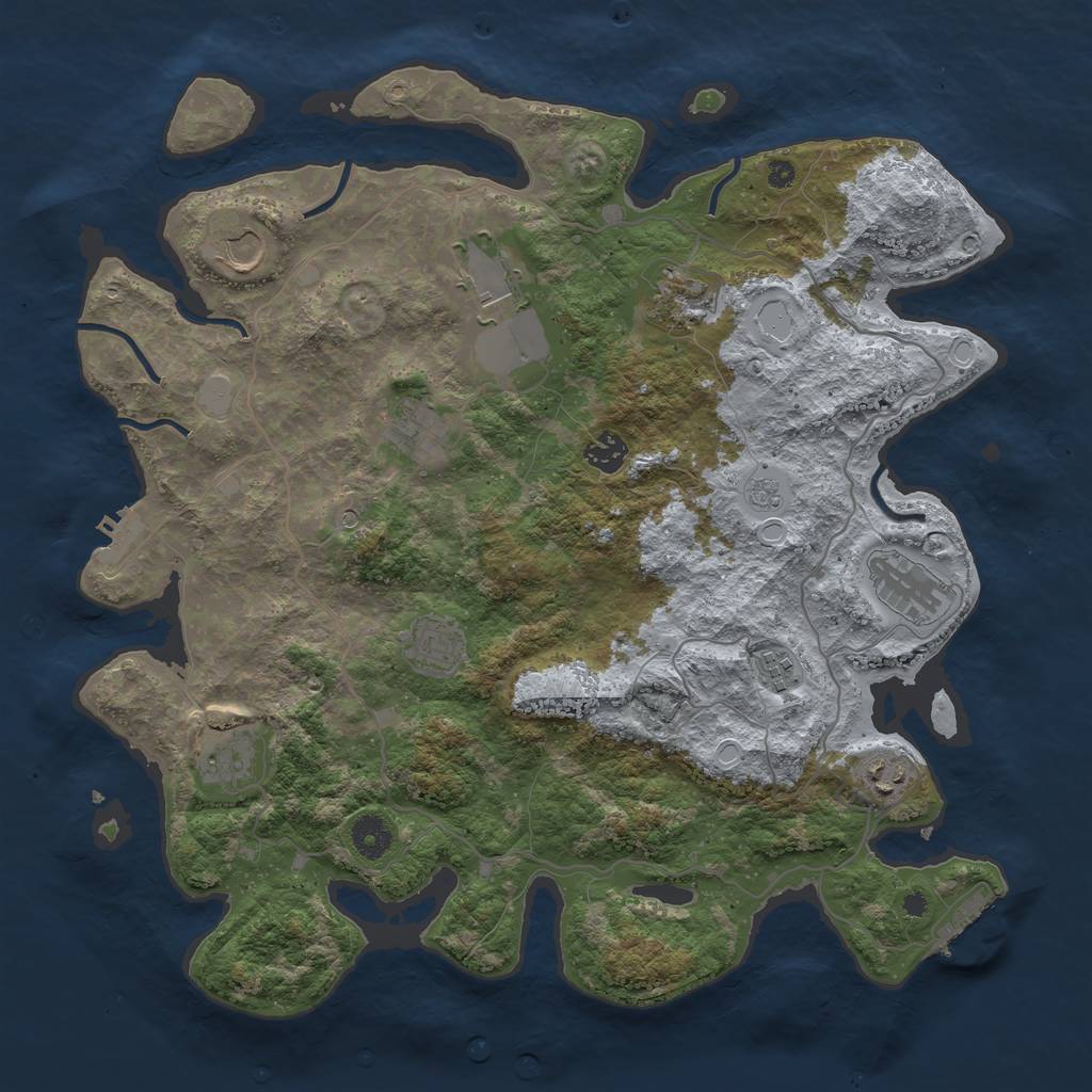 Rust Map: Procedural Map, Size: 4000, Seed: 597559, 19 Monuments