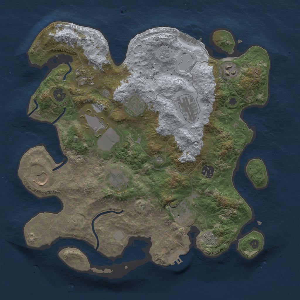 Rust Map: Procedural Map, Size: 3500, Seed: 1646242897, 19 Monuments