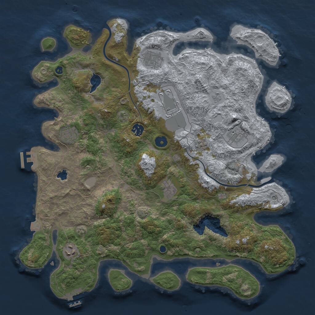 Rust Map: Procedural Map, Size: 4000, Seed: 193033, 14 Monuments