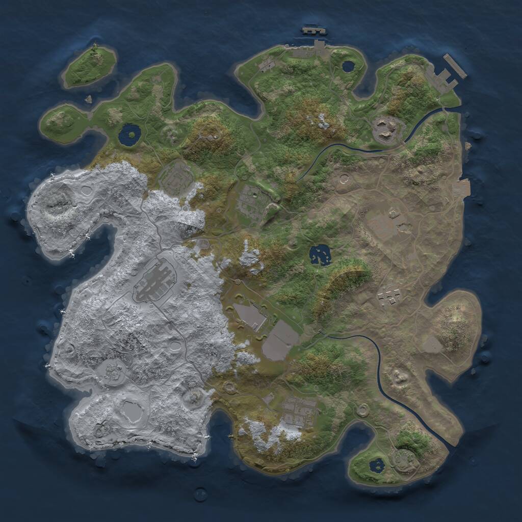 Rust Map: Procedural Map, Size: 3500, Seed: 1298041428, 15 Monuments