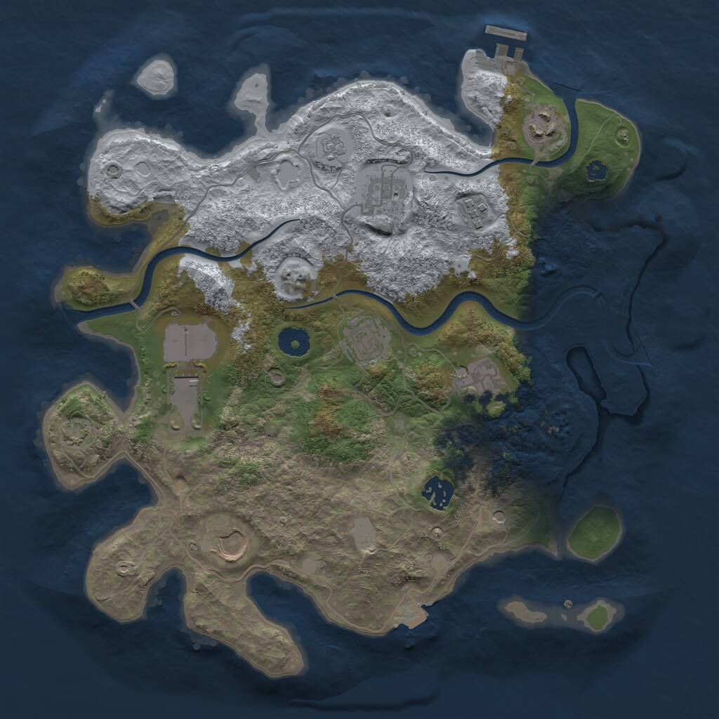 Rust Map: Procedural Map, Size: 3500, Seed: 495351761, 13 Monuments