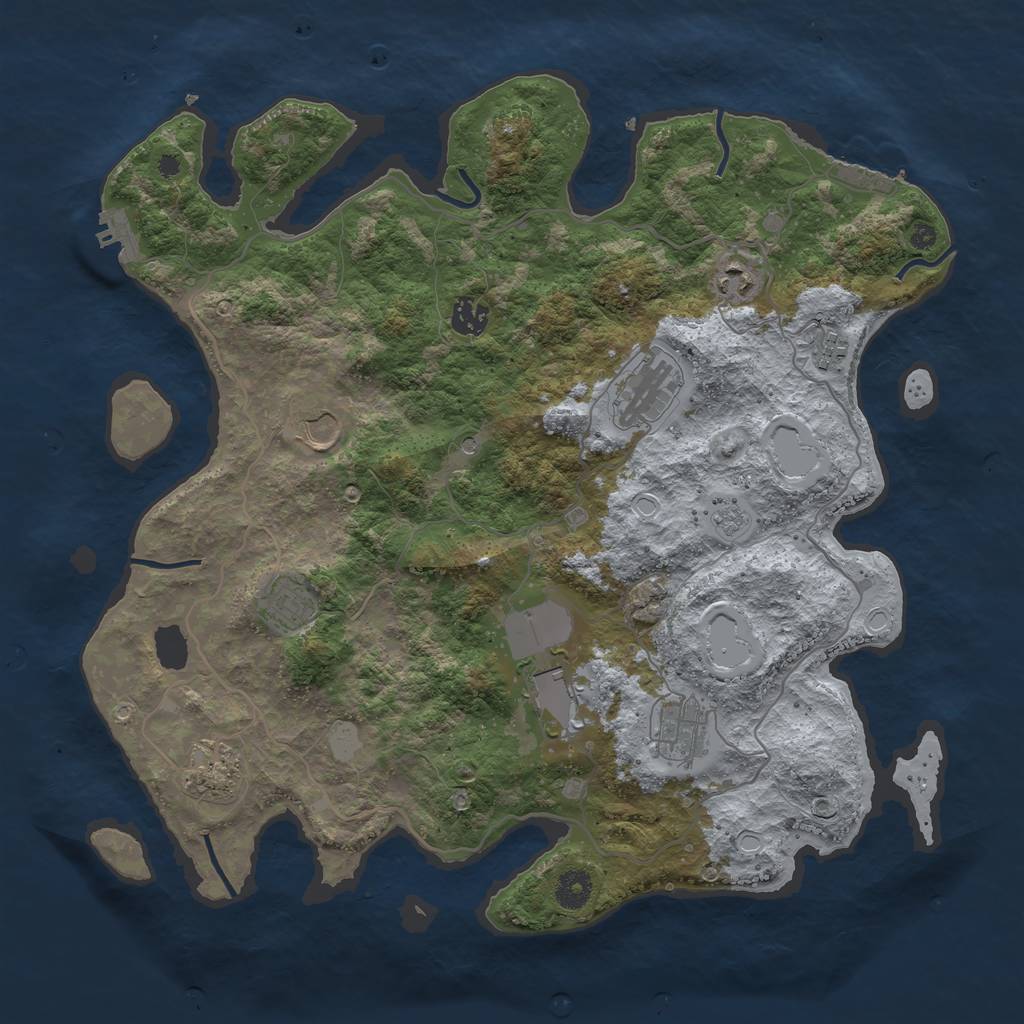 Rust Map: Procedural Map, Size: 4000, Seed: 723674, 18 Monuments