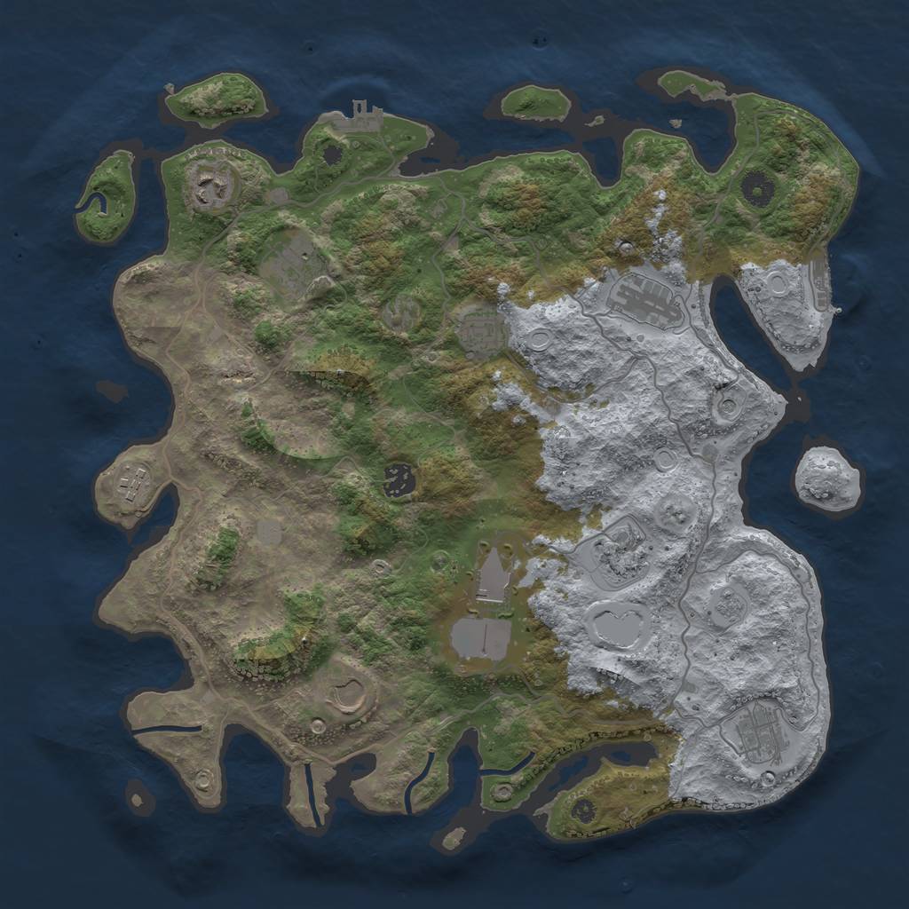 Rust Map: Procedural Map, Size: 4000, Seed: 115803, 19 Monuments