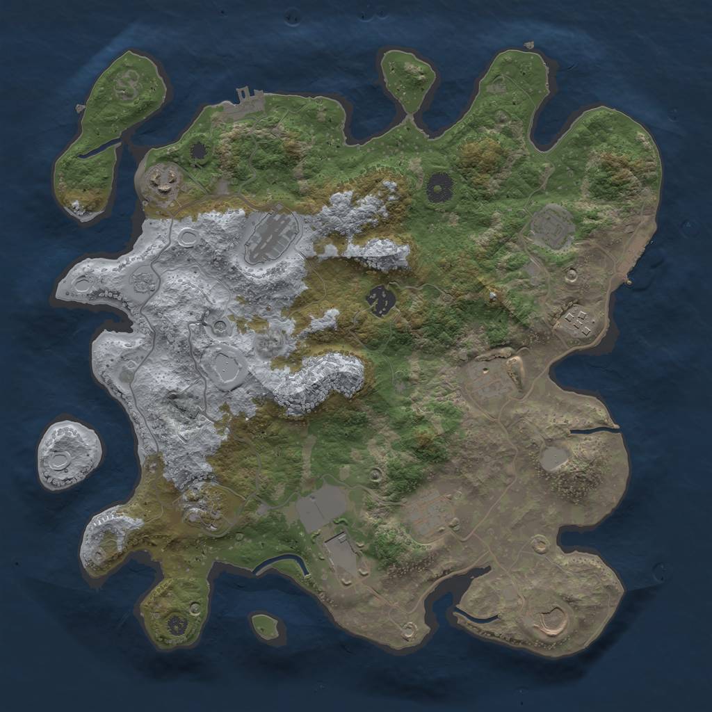 Rust Map: Procedural Map, Size: 3700, Seed: 809365704, 19 Monuments
