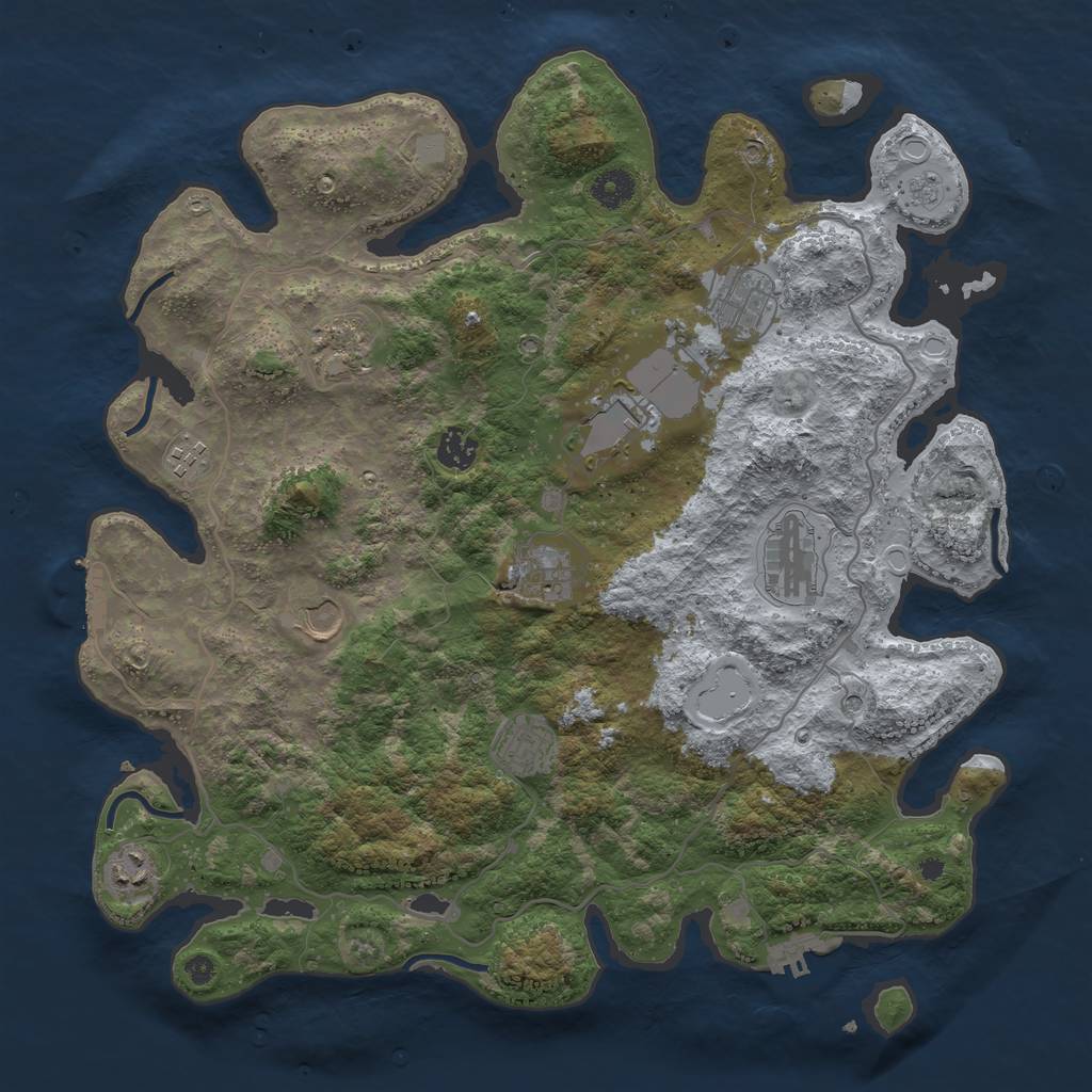 Rust Map: Procedural Map, Size: 4000, Seed: 698554, 19 Monuments