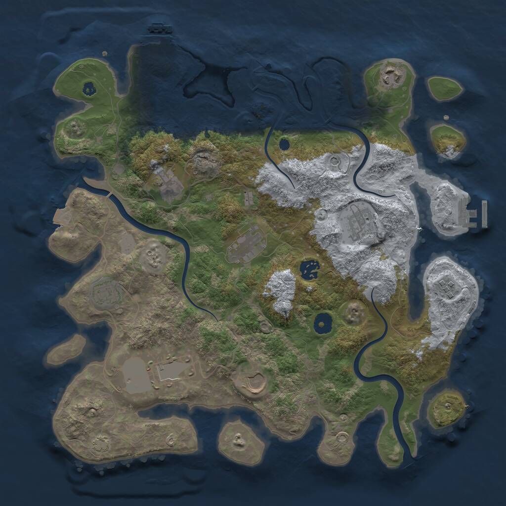 Rust Map: Procedural Map, Size: 3750, Seed: 1821110704, 14 Monuments