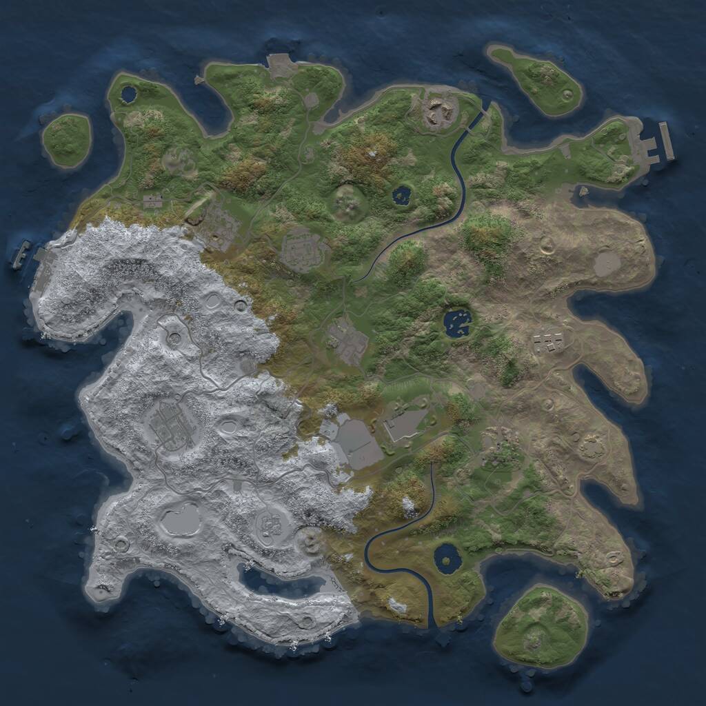 Rust Map: Procedural Map, Size: 3700, Seed: 1471126650, 15 Monuments