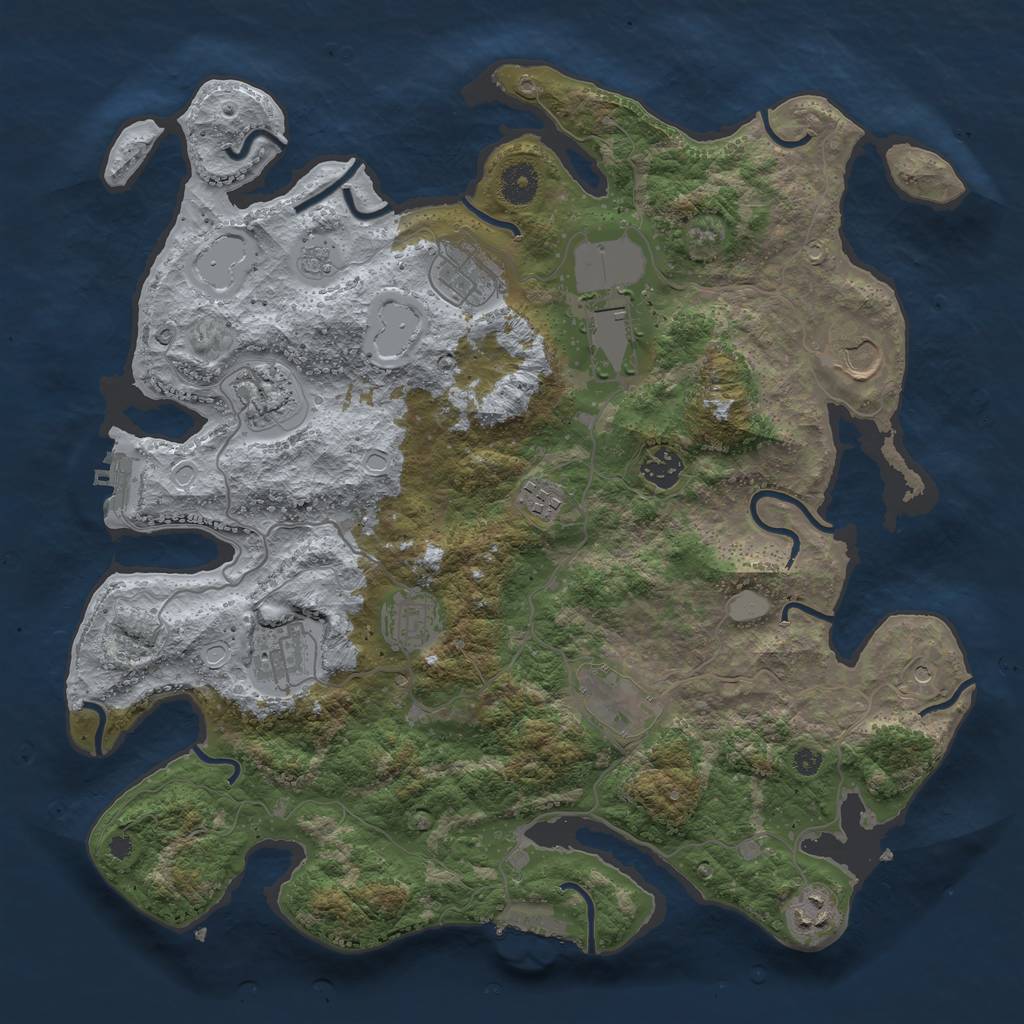 Rust Map: Procedural Map, Size: 3850, Seed: 263739886, 19 Monuments