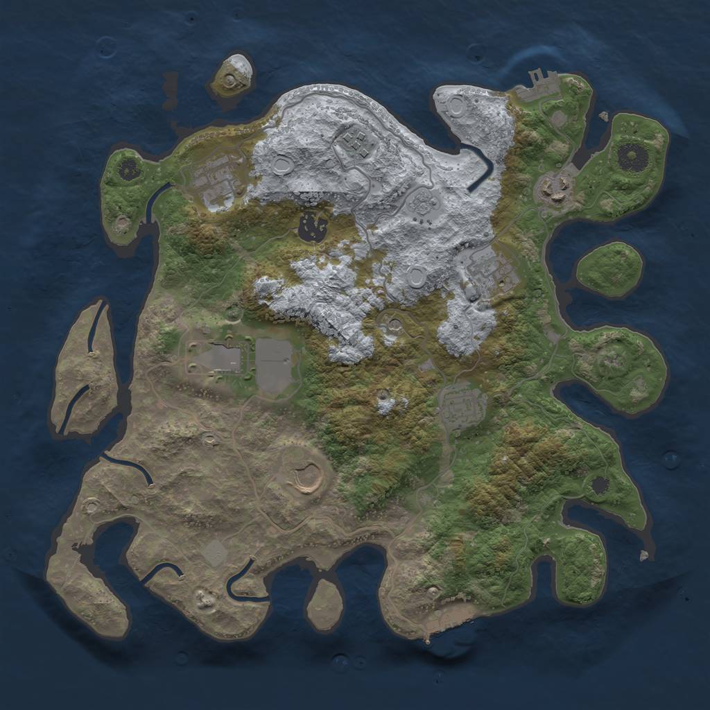 Rust Map: Procedural Map, Size: 3500, Seed: 1092797058, 17 Monuments