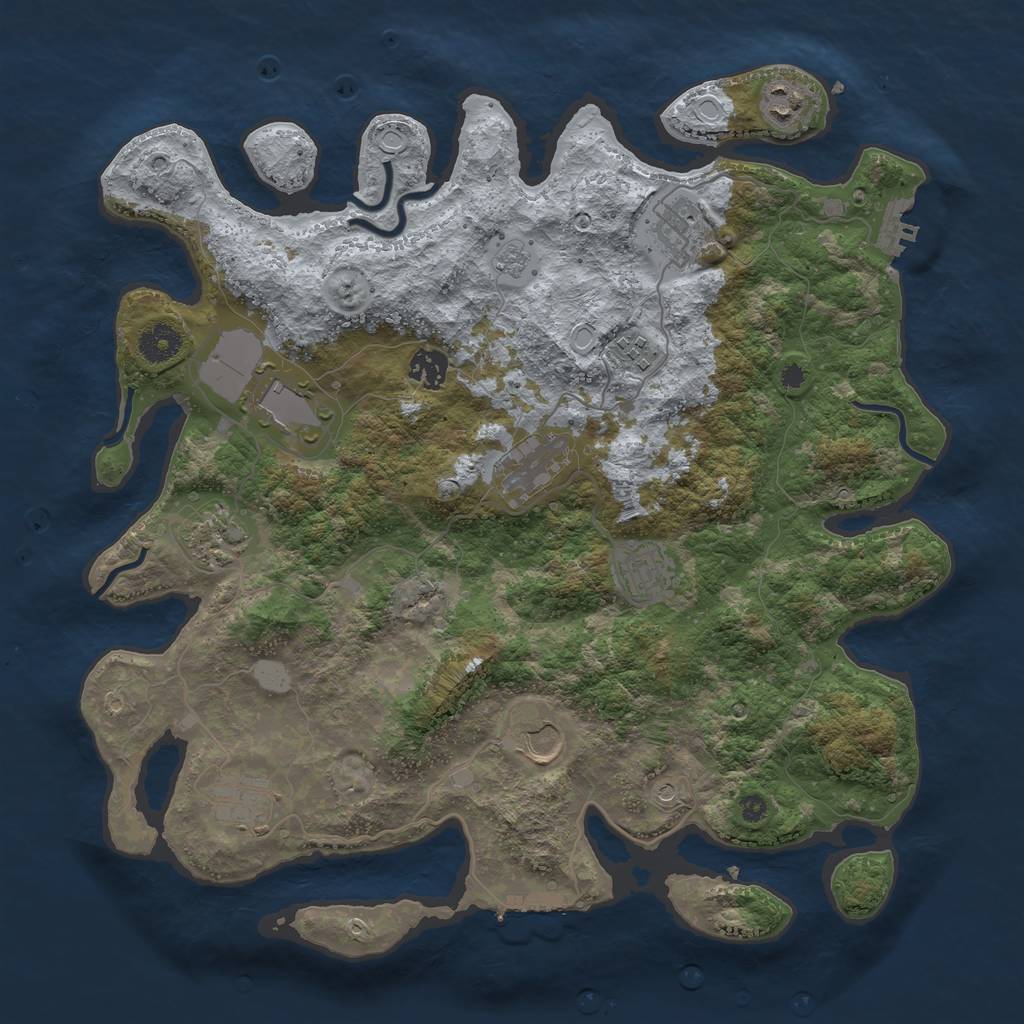 Rust Map: Procedural Map, Size: 3850, Seed: 1221576558, 17 Monuments