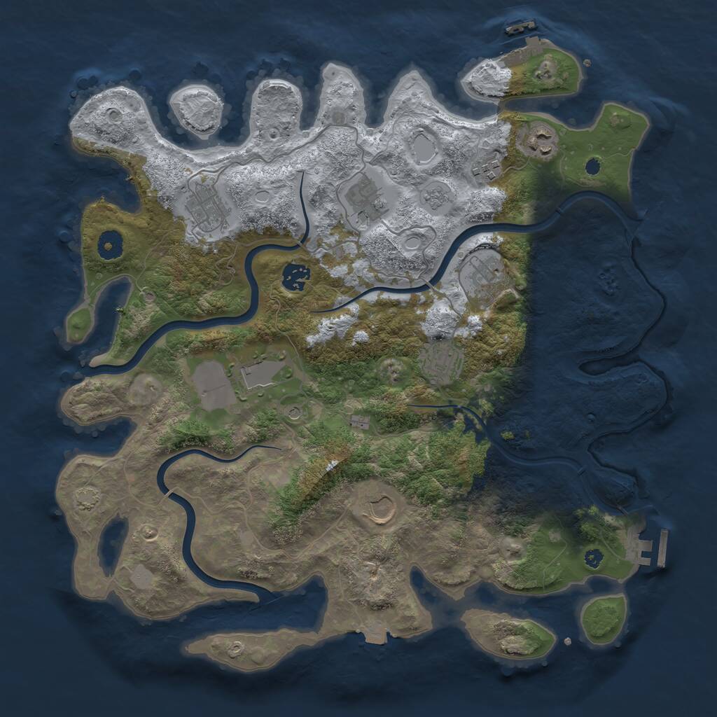 Rust Map: Procedural Map, Size: 3850, Seed: 1221576558, 15 Monuments