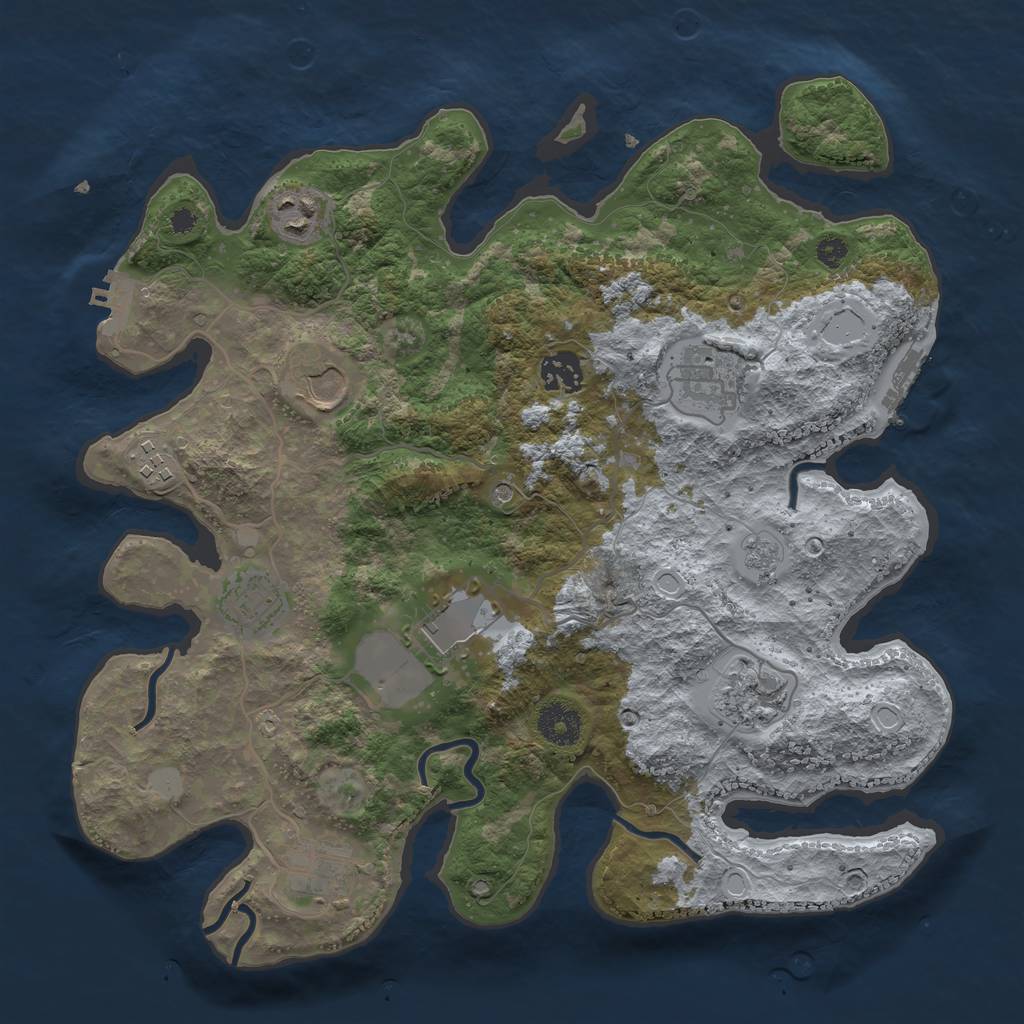 Rust Map: Procedural Map, Size: 3500, Seed: 76679559, 16 Monuments