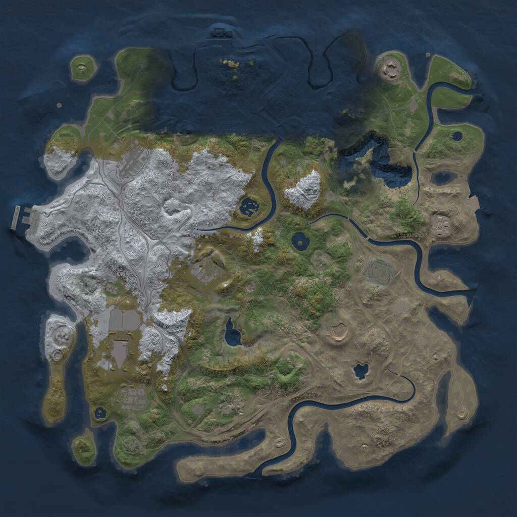 Rust Map: Procedural Map, Size: 4300, Seed: 74643, 16 Monuments
