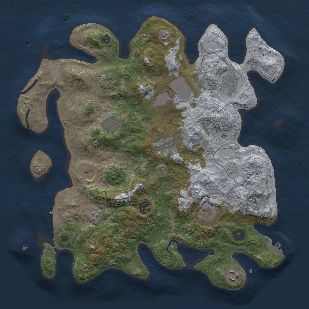 Rust Map: Procedural Map, Size: 3700, Seed: 542075749, 17 Monuments