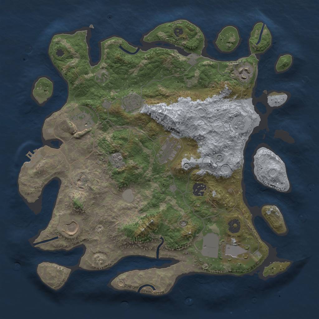 Rust Map: Procedural Map, Size: 3500, Seed: 1086508788, 16 Monuments